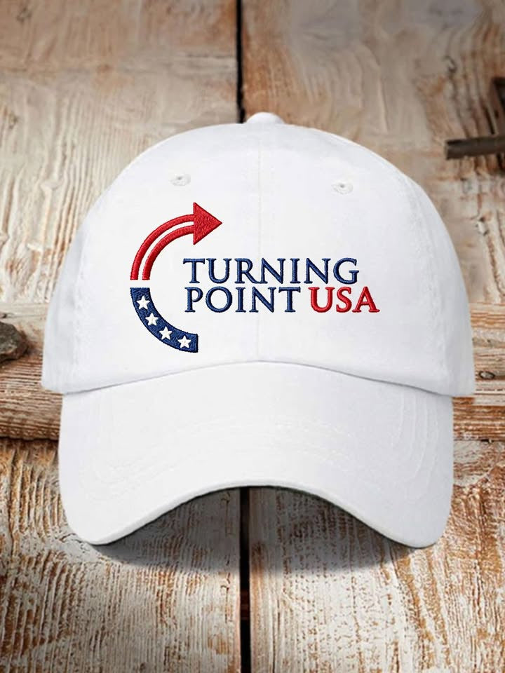 Turning Point USA Hat Embroidered Charlie Kirk Hat White Charlie Kirk Merchandise - Lilybirchmarket