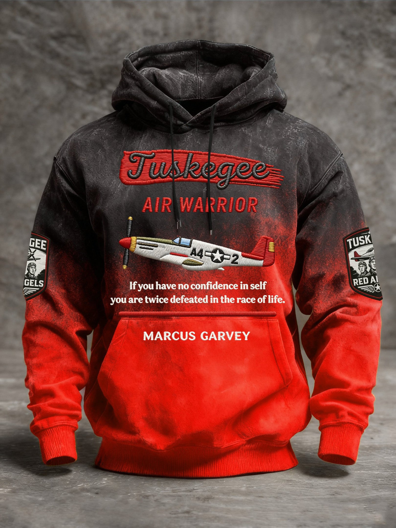 Tuskegee Air Warrior Marcus Garvey Hoodie Tuskegee Airmen Red Tails Hoodie Black History Pride - Lilybirchmarket