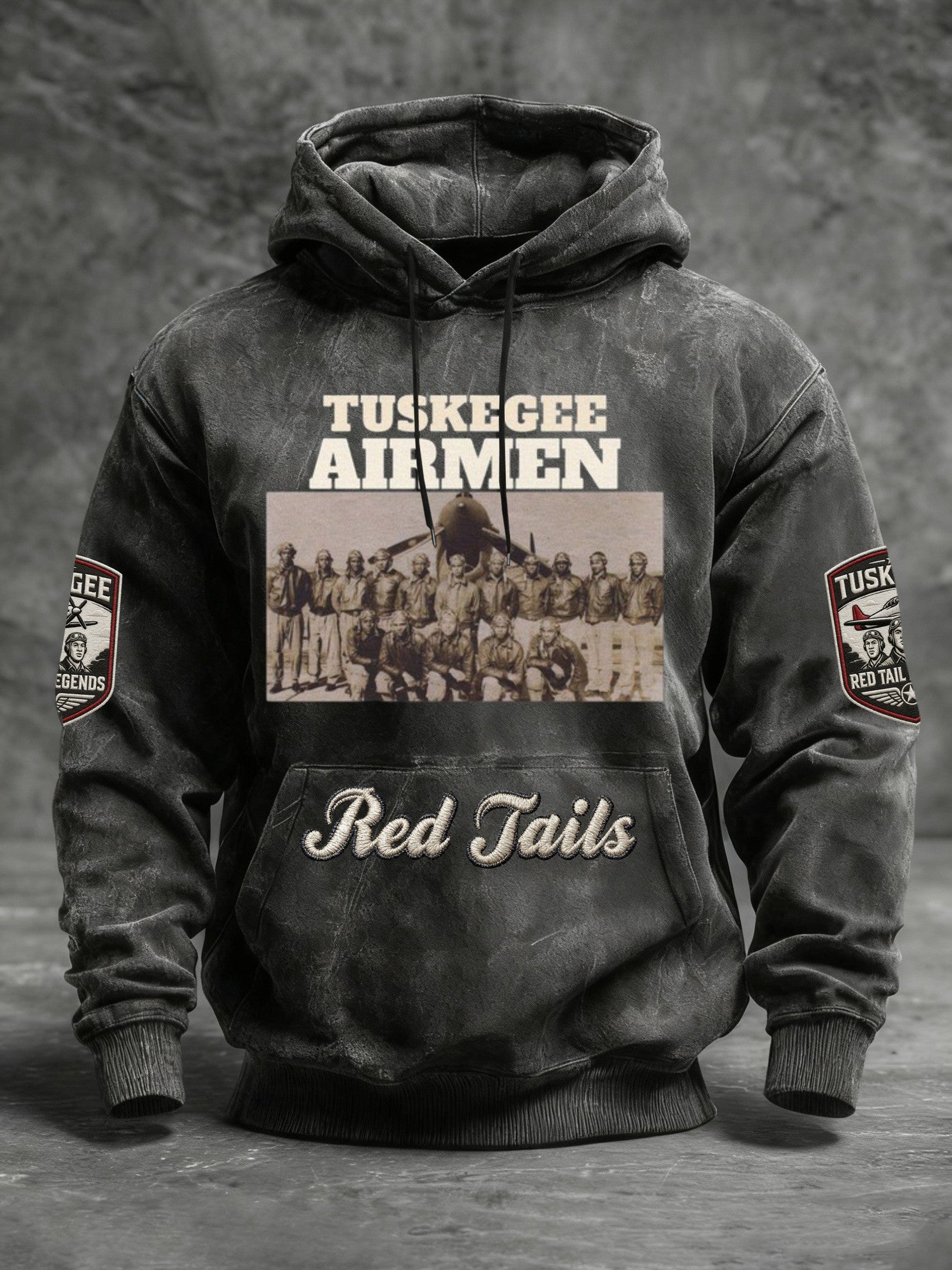 Tuskegee Airmen Red Tails Hoodie African American Air Force Hooded Sweatshirt Gifts For Him - Lilybirchmarket
