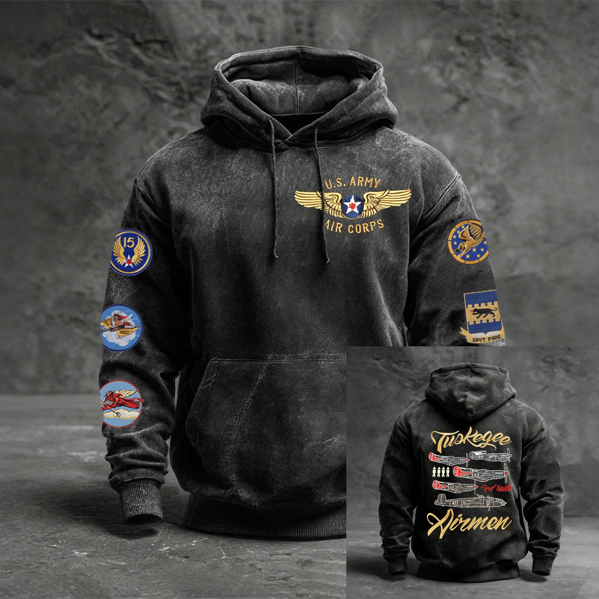 Tuskegee Airmen Red Tails Hoodie US Army Air Corps Hooded Sweatshirt Black History Month Gifts - Lilybirchmarket