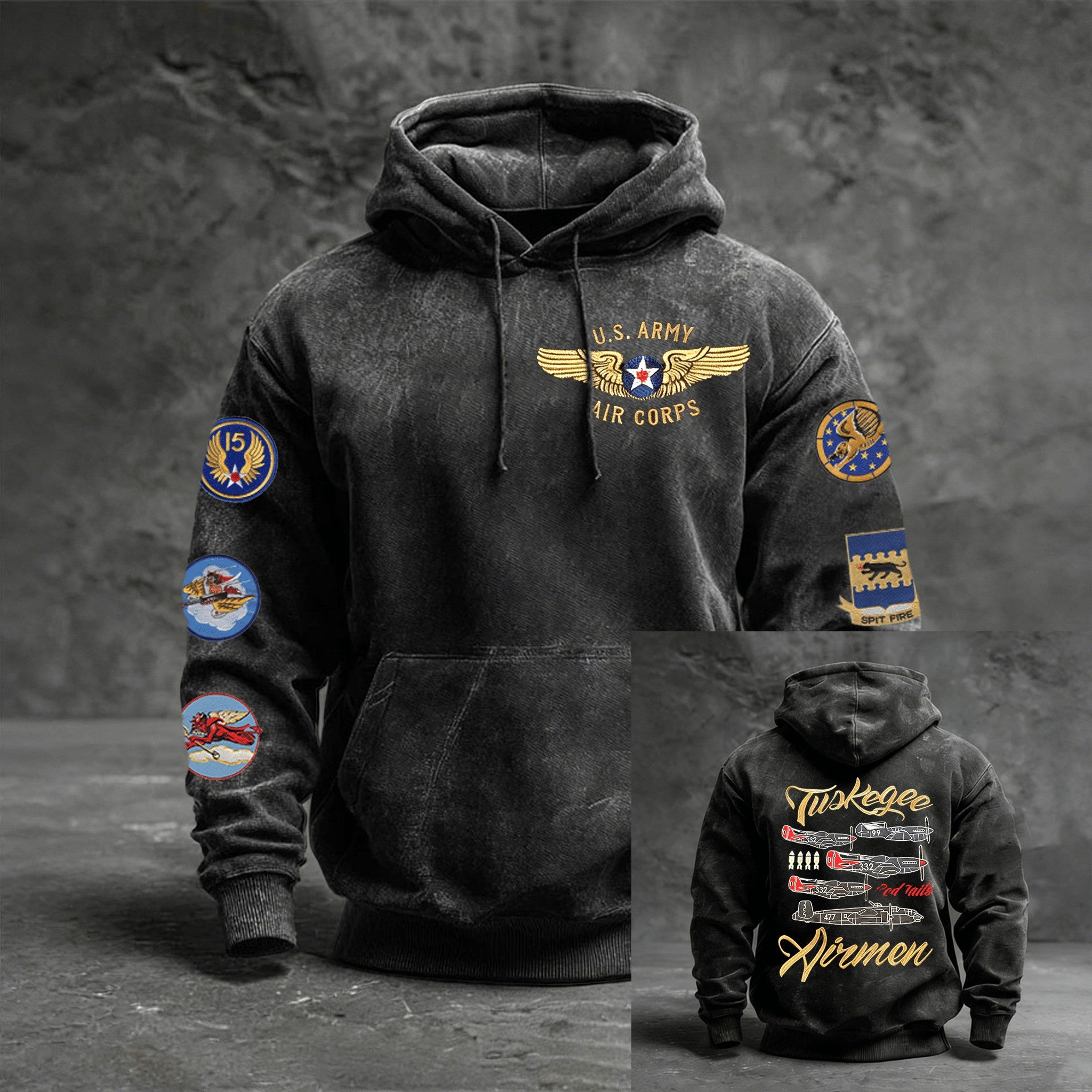 Tuskegee Airmen Red Tails Hoodie US Army Air Corps Hooded Sweatshirt Black History Month Gifts - Lilybirchmarket