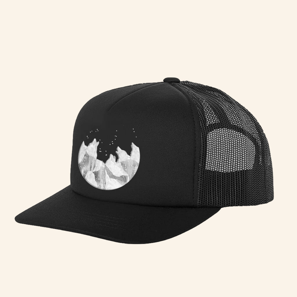 Two Wolves Wine Merch Black Trucker Hat Great Gifts For Boyfriend - Lilybirchmarket