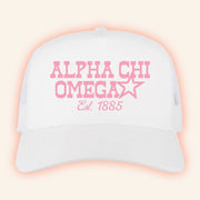 University Tees Merch Alpha Chi Omega Est 1885 Trucker Hat Gift Ideas For Her - Lilybirchmarket