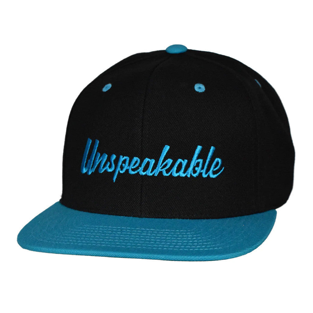 Unspeakable Merch Embroidered Black And Teal Hat Snapback Gifts For Him - Lilybirchmarket