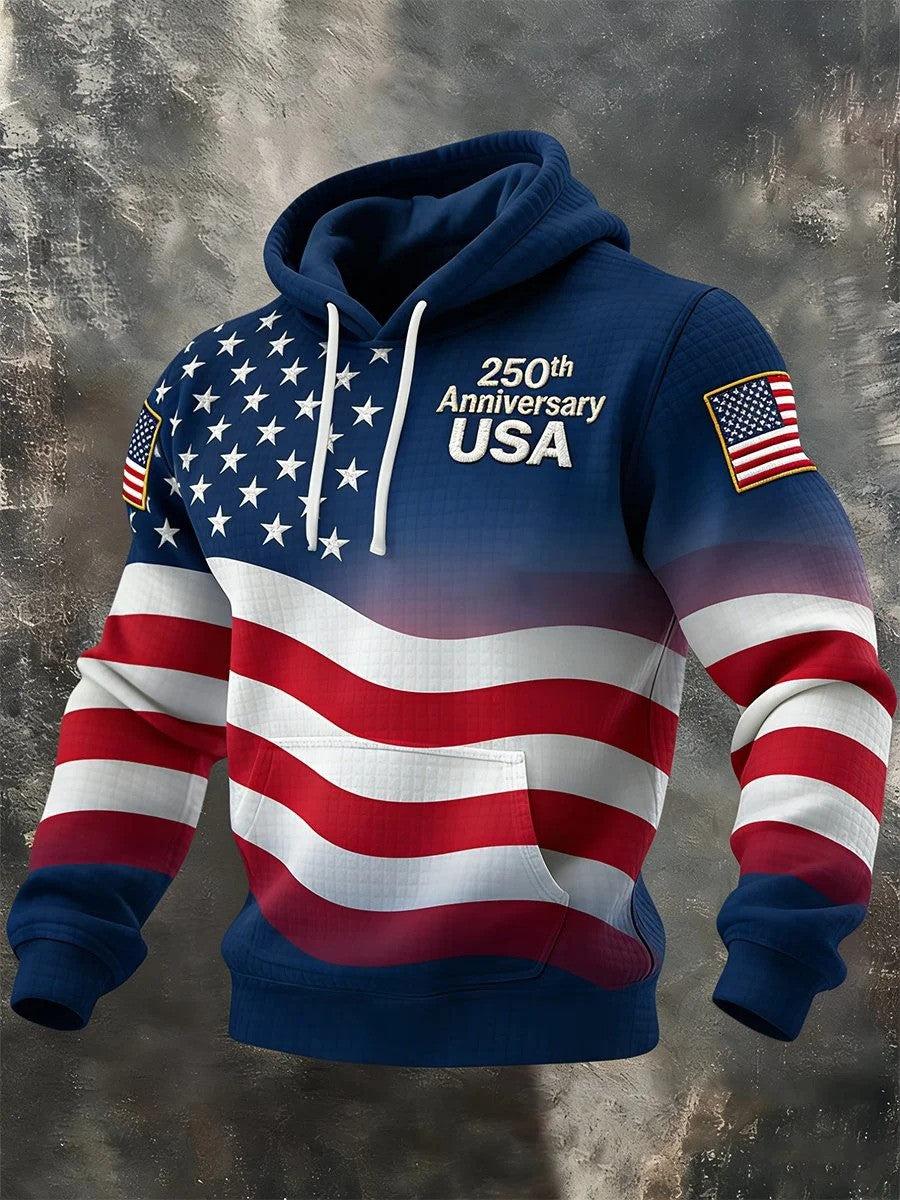 US 250th Anniversary Commemorative Hoodie American Flag Men Fourth Of July Clothes - Lilybirchmarket