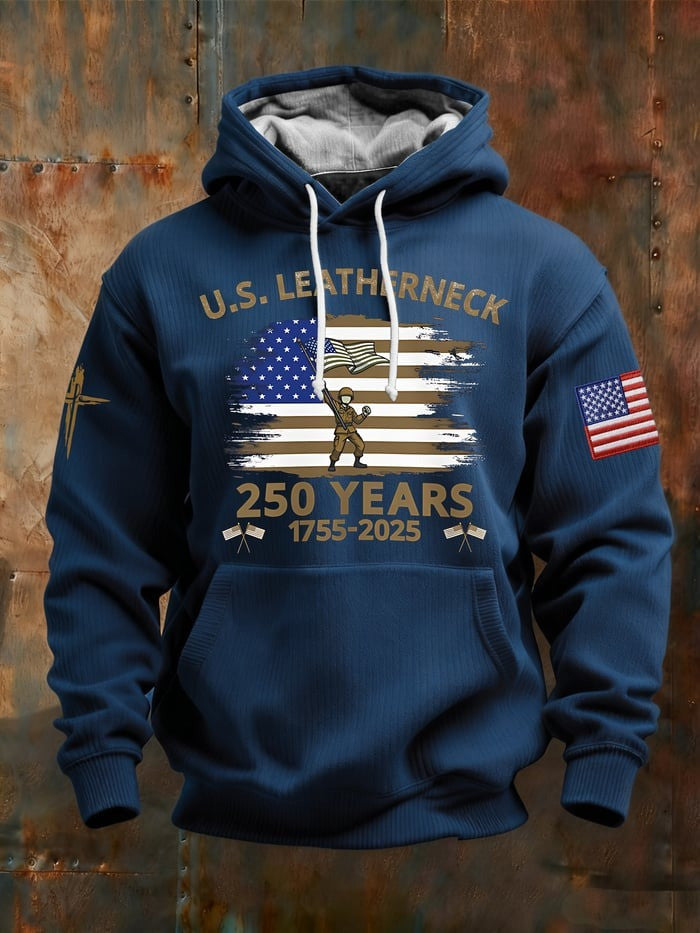 US Leatherneck 250 Years Hoodie American Flag USMC Merch Patriotic Gifts For Veteran - Lilybirchmarket