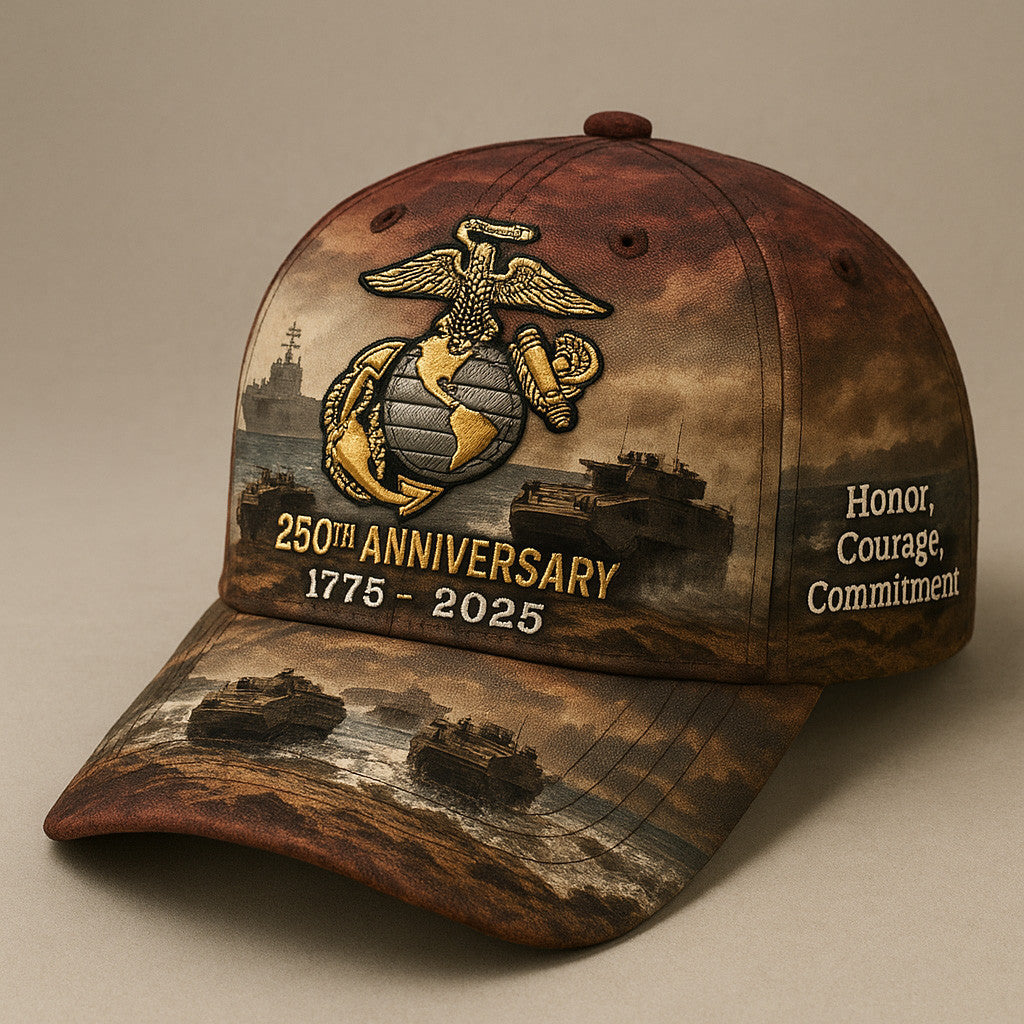 US Marine Corps 250th Anniversary 1775 2025 Hat Honor Courage Commitment USMC Hat Dad Gifts - Lilybirchmarket