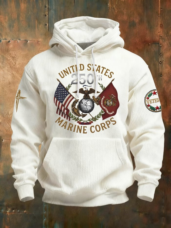 US Marine Corps 250Th Anniversary Veteran Hoodie USMC Pullover Marine Retirement Gifts - Lilybirchmarket
