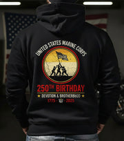 US Marine Corps 250th Birthday Hoodie Devotion And Brotherhood 2025 Best Gifts For Veteran - Lilybirchmarket