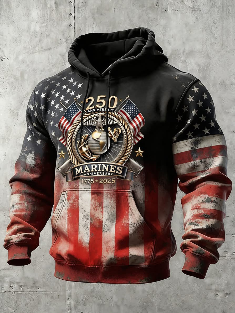 US Marines 250Th Anniversary Vintage Hoodie USA 1775 2025 Marine Corps Merch Apparel - Lilybirchmarket