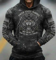 US Marines Tiger Camo Hoodie Not Dead Yet USMC Merch Unique Marine Corps Gifts - Lilybirchmarket
