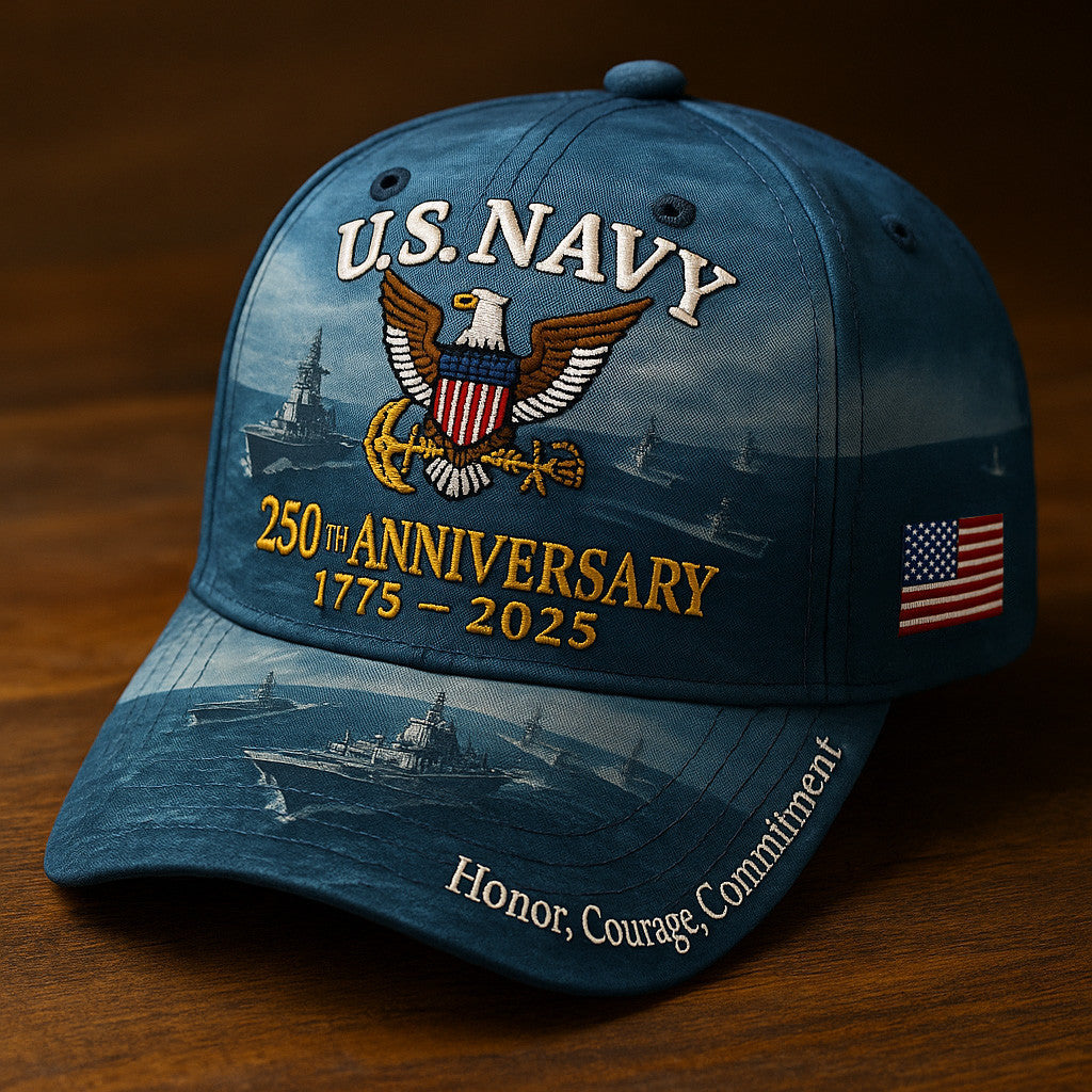 US Navy 250th Anniversary 1775 2025 Hat Honor Courage Commitment USN Hat Gifts For Dad - Lilybirchmarket