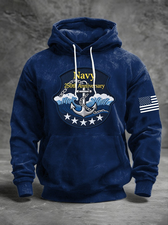 US Navy 250Th Anniversary Anchor Hoodie Forged By The Sea Hoodie Gifts For Navy Veterans - Lilybirchmarket