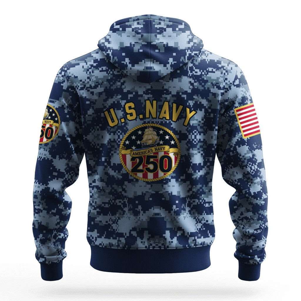 US Navy 250Th Anniversary Camo Hoodie 1775 2025 USN Merch Best Navy Veteran Gifts Christmas - Lilybirchmarket