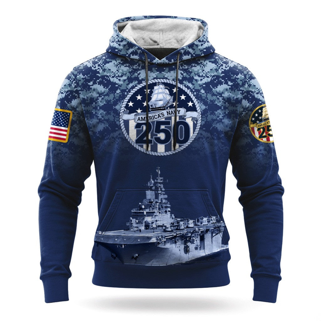 US Navy 250Th Anniversary Camo Hoodie 1775 2025 USN Merch Navy Veteran Gifts For Sailor - Lilybirchmarket