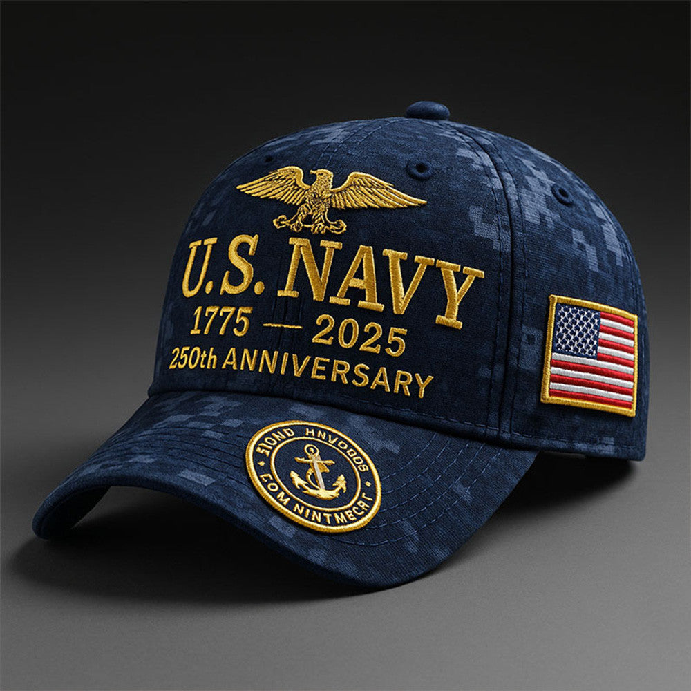 US Navy 250th Anniversary Hat Pride Military Embroidered Navy Cap Father's Day Gifts - Lilybirchmarket
