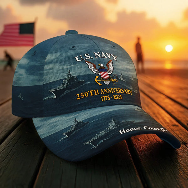 US Navy 250th Anniversary Hat USN Cap Patriotic Gifts For Navy Veterans - Lilybirchmarket