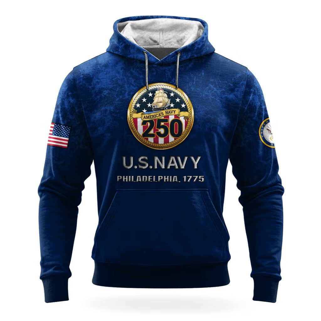 US Navy 250Th Anniversary Hoodie 1775 2025 USN Apparel Unique Gifts For Navy Veterans - Lilybirchmarket