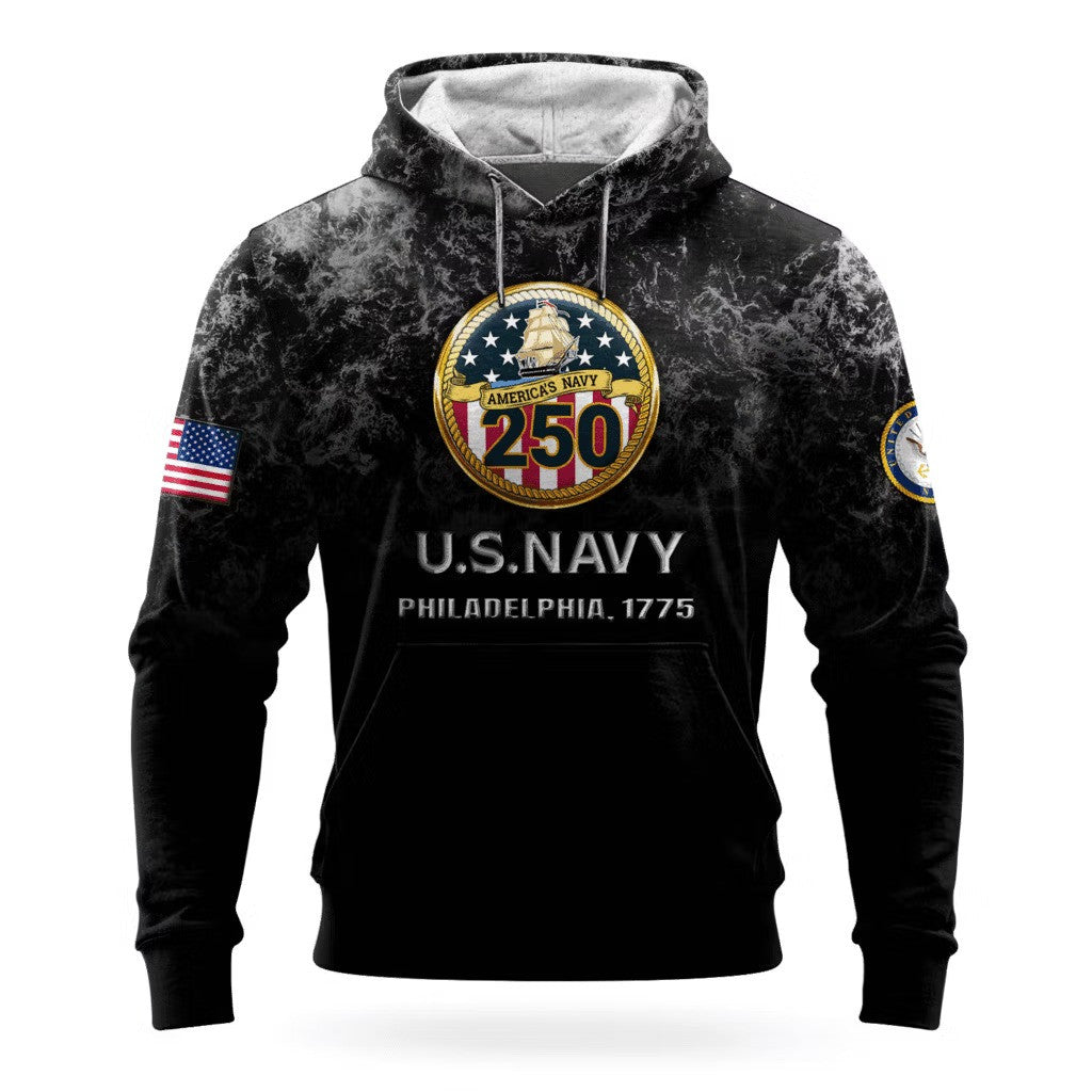 US Navy 250Th Anniversary Hoodie 1775 2025 USN Merch Navy Veteran Apparel Best Gift Ideas - Lilybirchmarket