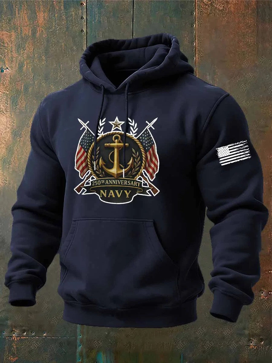 US Navy 250th Anniversary Hoodie USA Flag Patriotic Clothing Best Gifts For Navy Veterans - Lilybirchmarket