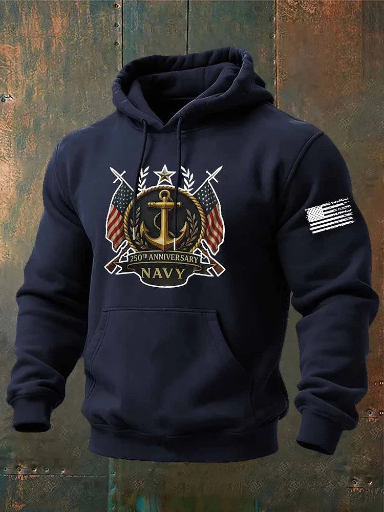US Navy 250th Anniversary Hoodie USN Merch Patriotic Clothing Veteran Day Gifts - Lilybirchmarket