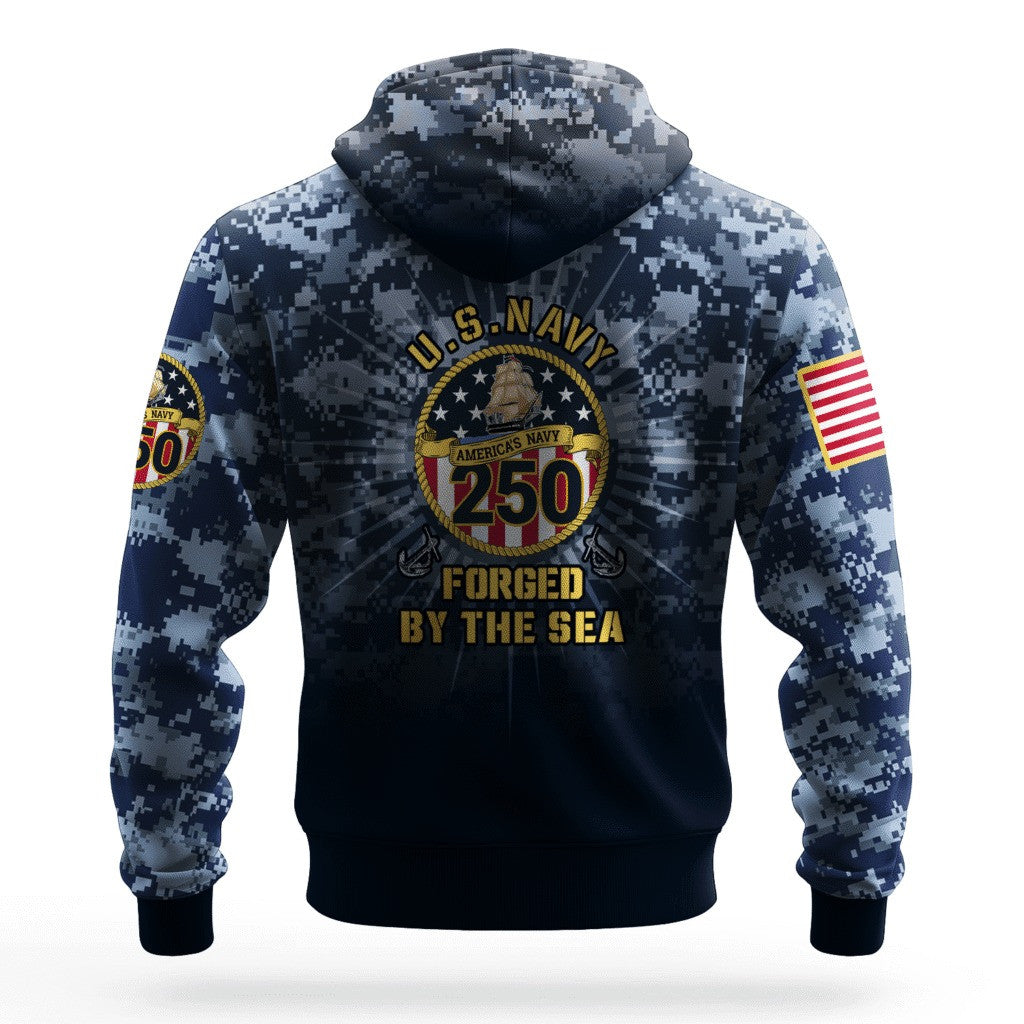 US Navy Forged By The Sea 250Th Anniversary Camo Hoodie 1775 2025 USN Navy Gifts For Sailor - Lilybirchmarket
