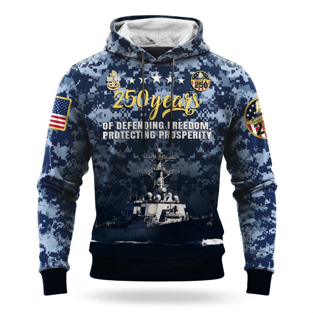 US Navy Forged By The Sea 250Th Anniversary Camo Hoodie 1775 2025 USN Navy Gifts For Sailor - Lilybirchmarket