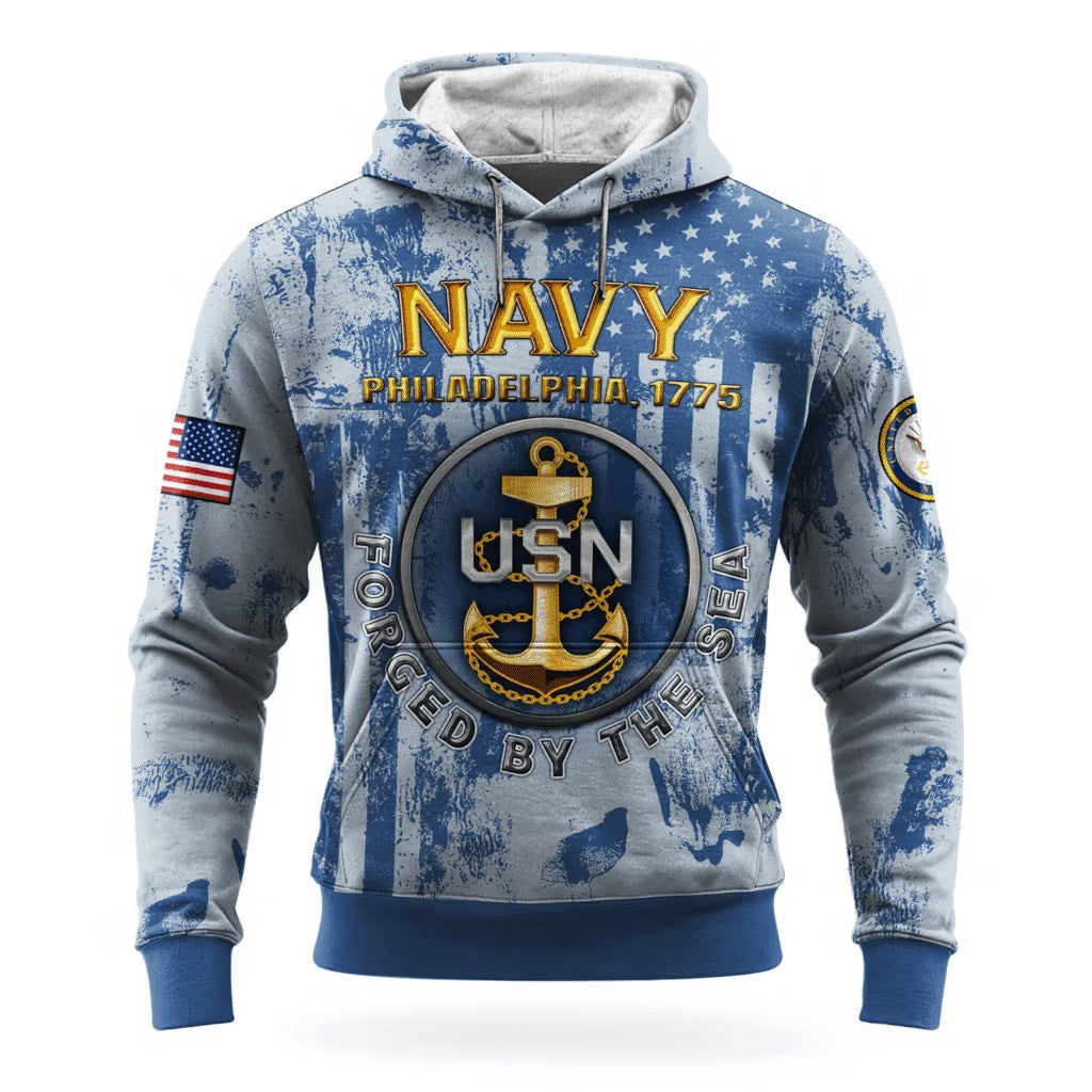 US Navy Forged By The Sea 250Th Anniversary Hoodie 1775 2025 USN Merch Veteran Gift Ideas - Lilybirchmarket