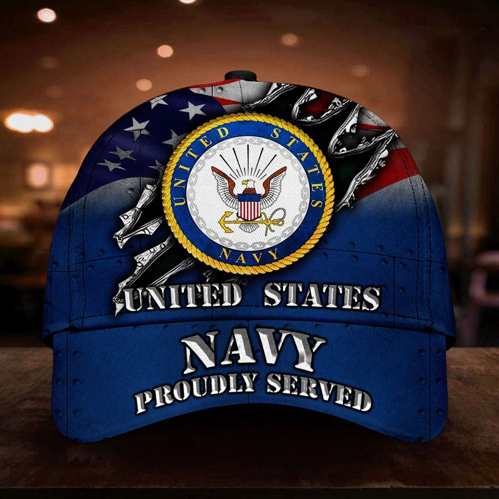 US Navy Proud Served Cap Logo Honor Navy Veteran Retirement Gift Independence Day - Lilybirchmarket