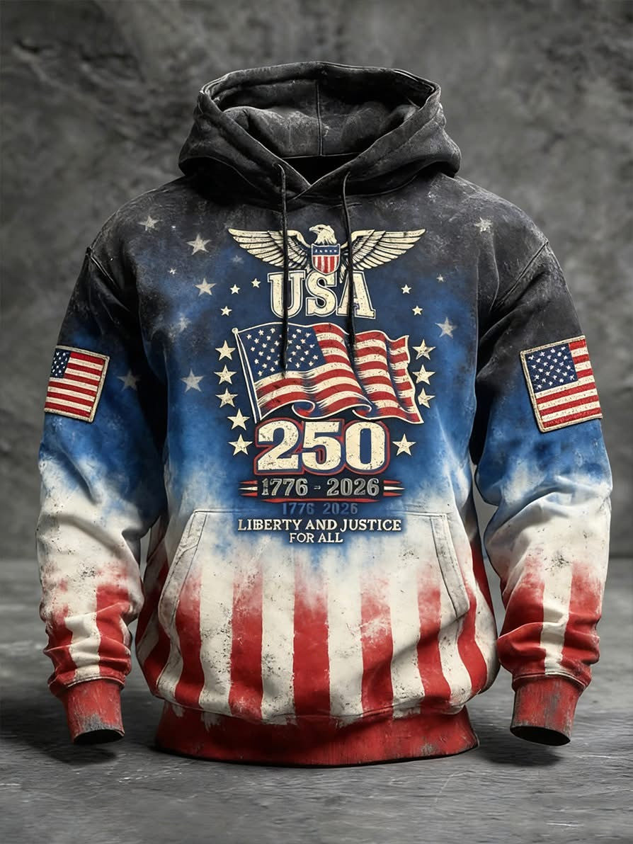 USA 250 Years 1776 2026 Liberty And Justice For All Hoodie Patriotic Apparel 4th Of July Gifts - Lilybirchmarket