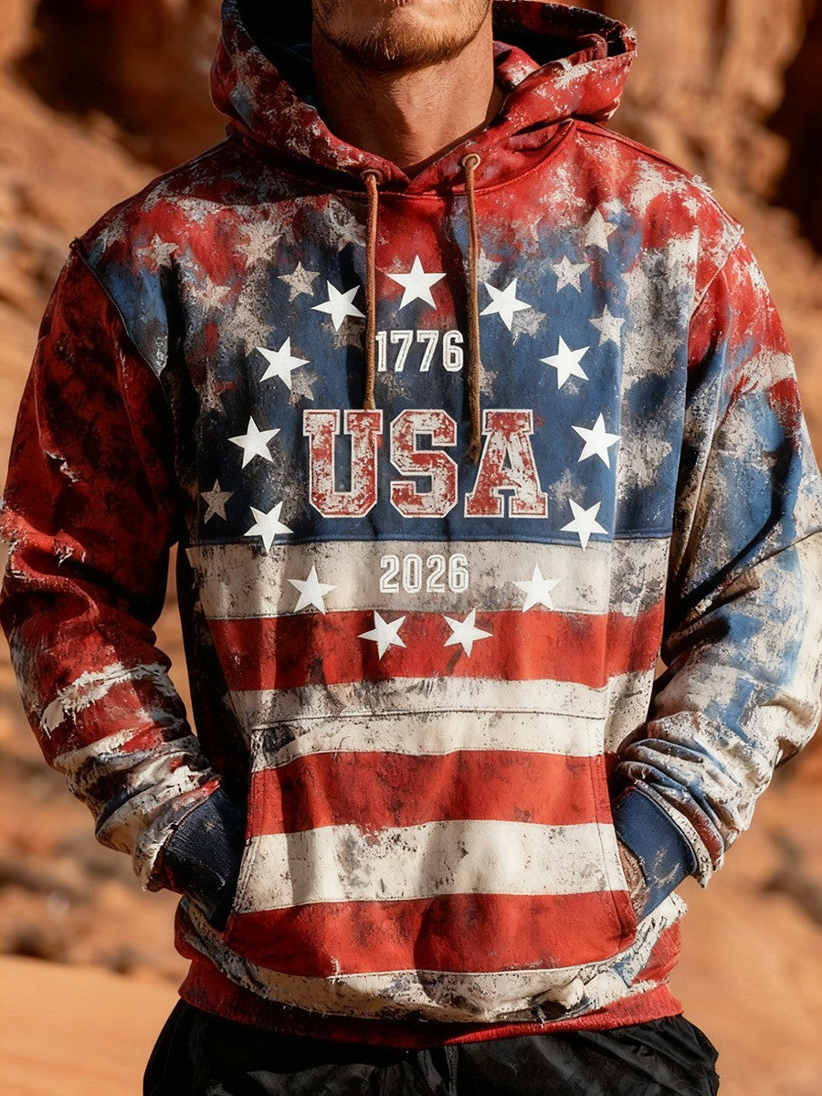 USA 250th Anniversary American Flag Vintage Hoodie 1776 2026 Patriotic Veterans Gifts - Lilybirchmarket