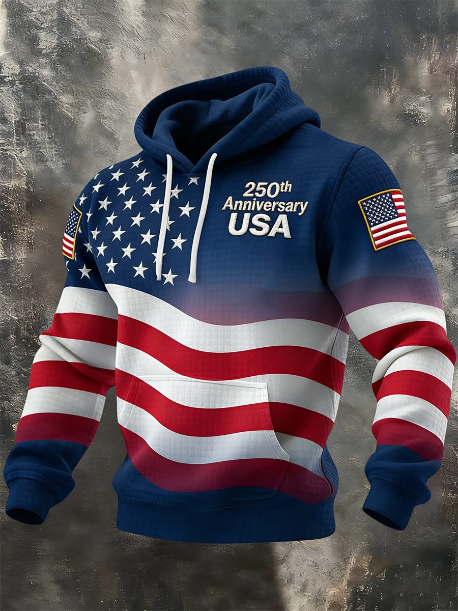 USA 250th Anniversary Hoodie Men's American Flag Hoodie Patriotic Gifts For Father - Lilybirchmarket