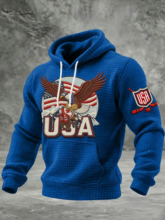 USA Ice Hockey Eagle Beats Canada 2026 Waffle Hoodie Fan Gear Best Gift For Fans - Lilybirchmarket