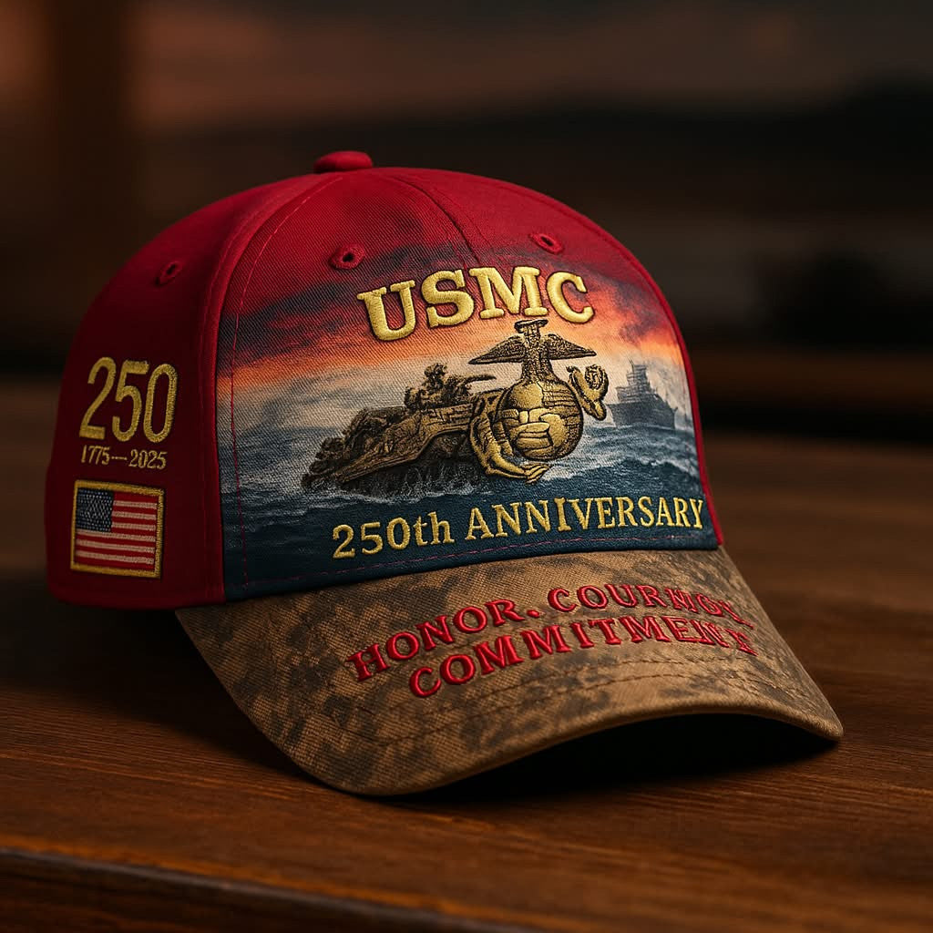 USMC 250th Anniversary 1775 2025 Hat Honor Courage Commitment Marine Corps Hat Dad Gifts - Lilybirchmarket