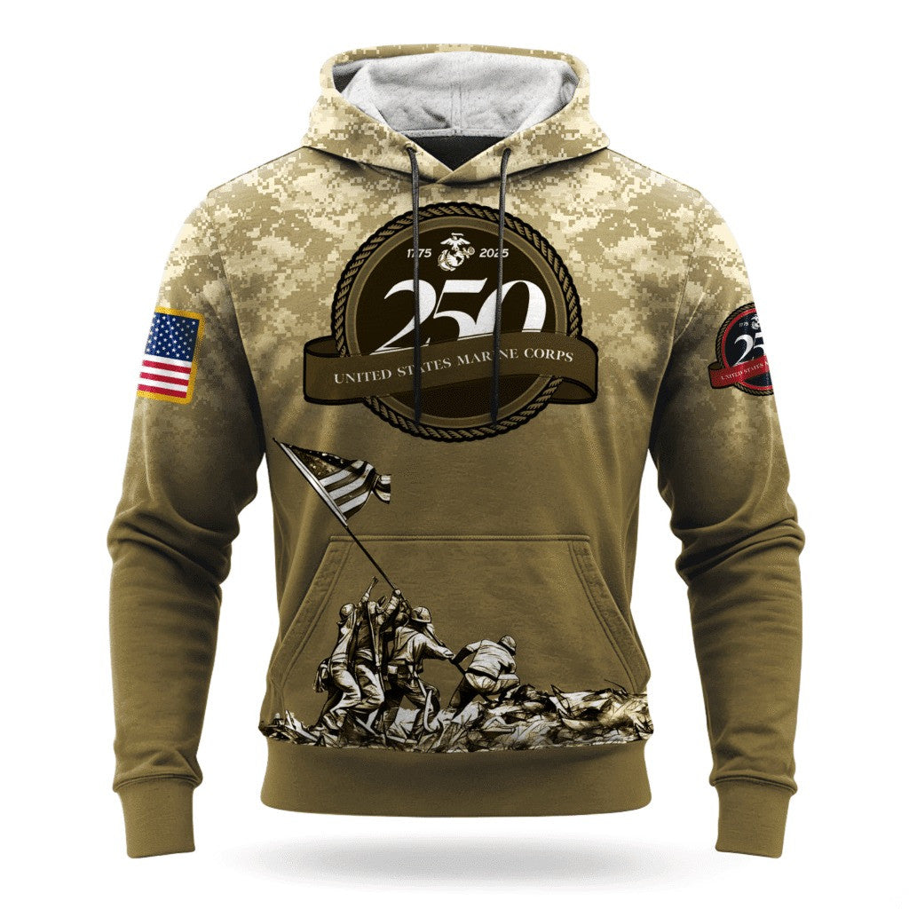 USMC 250Th Anniversary Camo Hoodie 1775 2025 Marine Corps Veteran Clothing Christmas Gifts - Lilybirchmarket