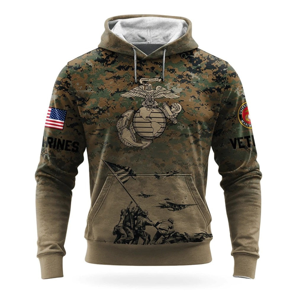 USMC 250Th Anniversary Camo Hoodie Marine Corps Veteran Clothing USMC Merch Gifts For Dad - Lilybirchmarket
