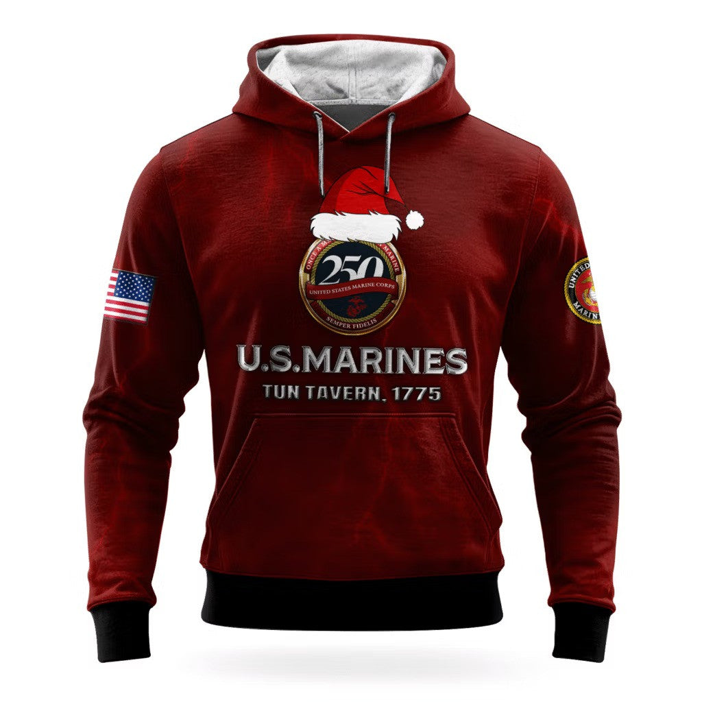 USMC 250Th Anniversary Christmas Hoodie 1775 2025 Marine Corps Veteran Apparel Gift Ideas - Lilybirchmarket