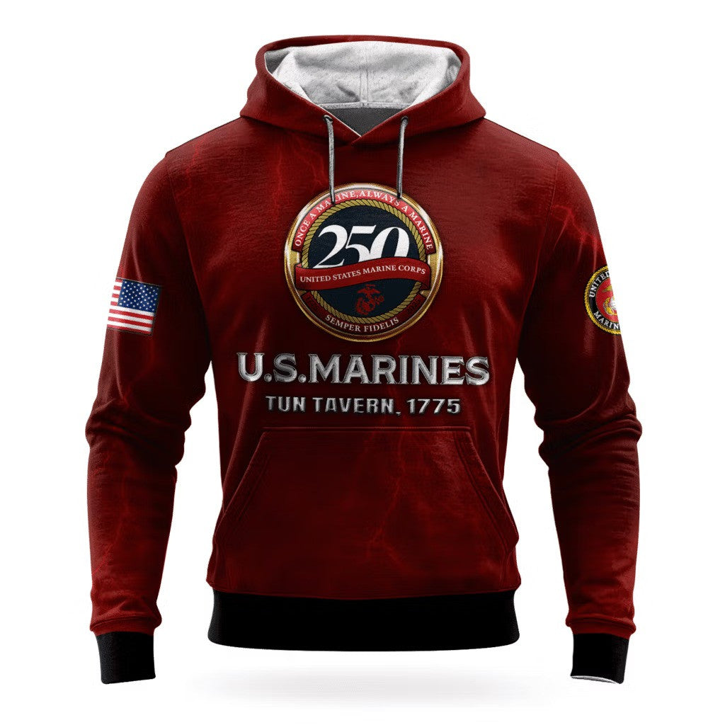 USMC 250Th Anniversary Hoodie 1775 2025 Marine Corps Veteran Apparel USMC Merch Unique - Lilybirchmarket