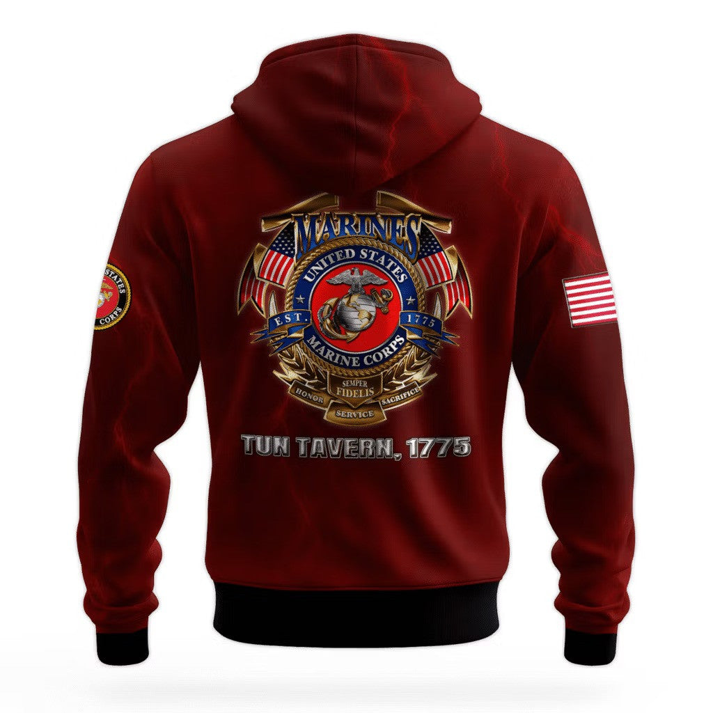USMC 250Th Anniversary Hoodie 1775 2025 Marine Corps Veteran Apparel USMC Merch Unique - Lilybirchmarket