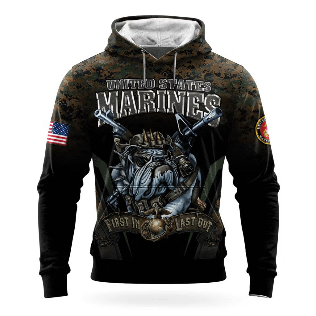 USMC Bulldog Devil Dog 250Th Anniversary Camo Hoodie 1775 2025 Marine Corps Veteran Clothing - Lilybirchmarket