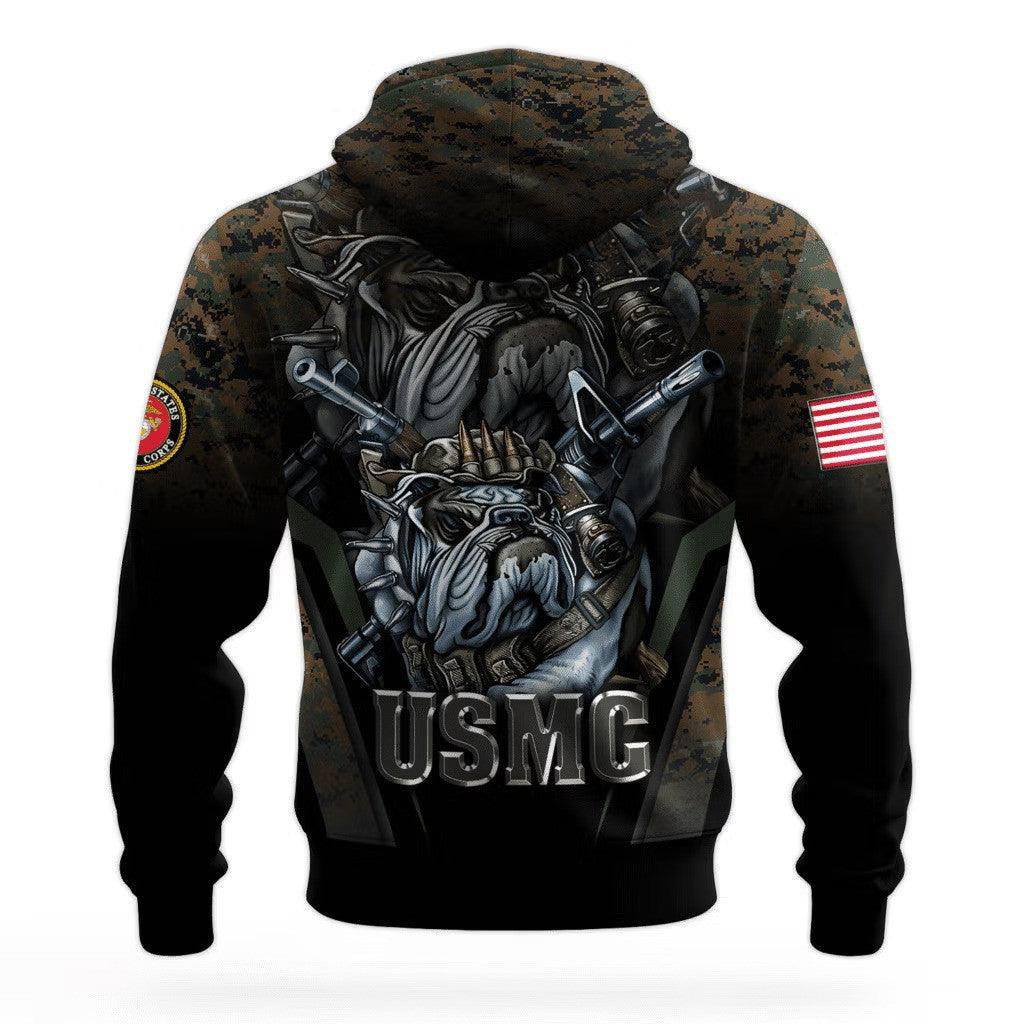 USMC Bulldog Devil Dog 250Th Anniversary Camo Hoodie 1775 2025 Marine Corps Veteran Clothing - Lilybirchmarket
