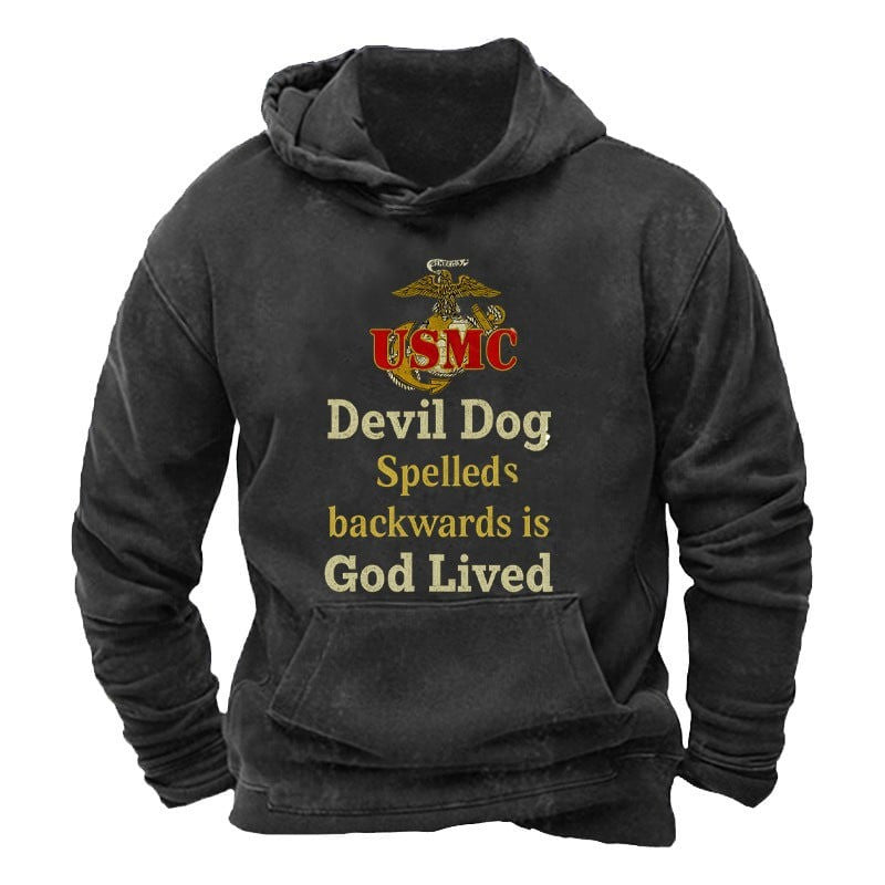 USMC Devil Dog Spelled Backwards Is God Lived Hoodie US Marines Corps Apparel Best Gift Ideas - Lilybirchmarket