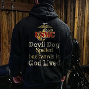 USMC Devil Dog Spelled Backwards Is God Lived Hoodie US Marines Corps Clothing Cool Gift Ideas - Lilybirchmarket