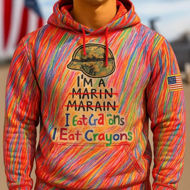 USMC Veteran I Eat Crayons 3D Print Hoodie Crayon Eaters U.S Marine Corps Veterans Day Gifts - Lilybirchmarket