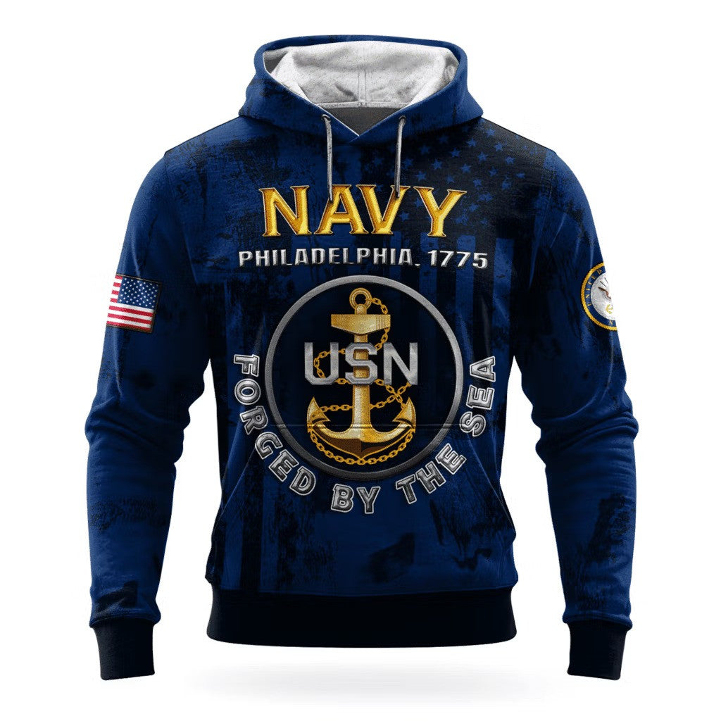 USN Navy Force By The Sea 250Th Anniversary Hoodie 1775 2025 Patriotic Navy Veteran Clothing - Lilybirchmarket