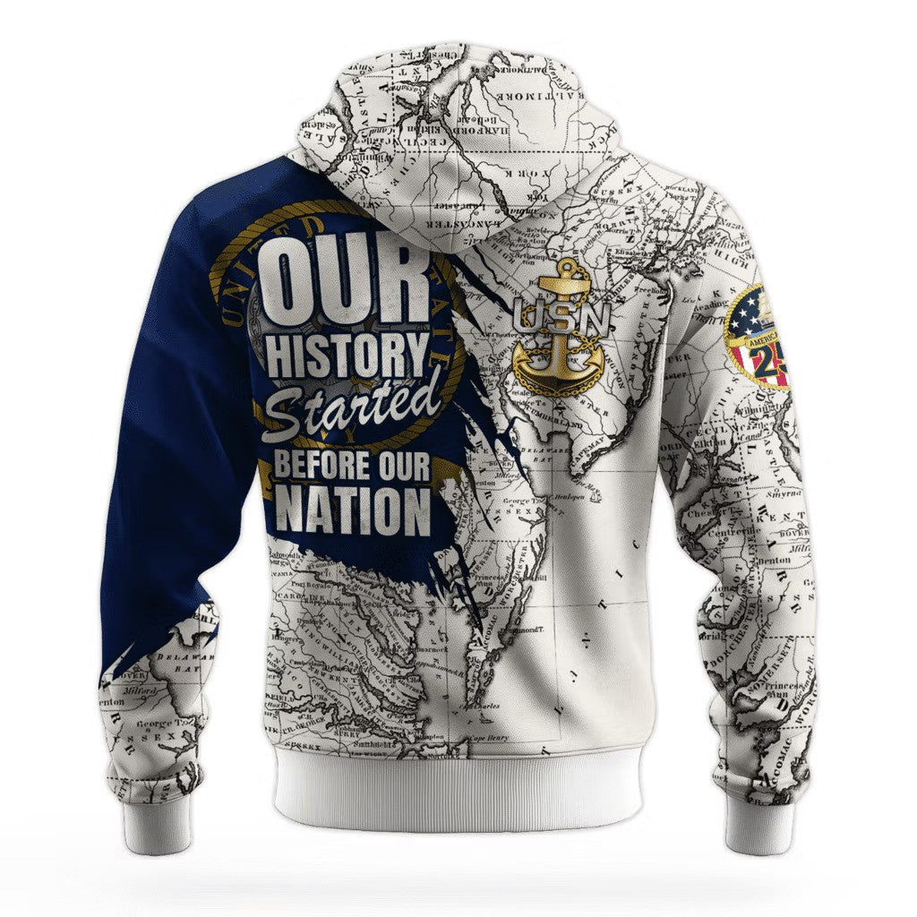 USN Navy Veteran 250Th Anniversary Hoodie Patriotic USN Merch US Navy Retired Apparel - Lilybirchmarket