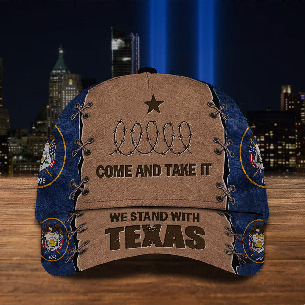 Utah We Stand With Texas Hat Come And Take It Barbed Wire Hat Patriotic - Lilybirchmarket