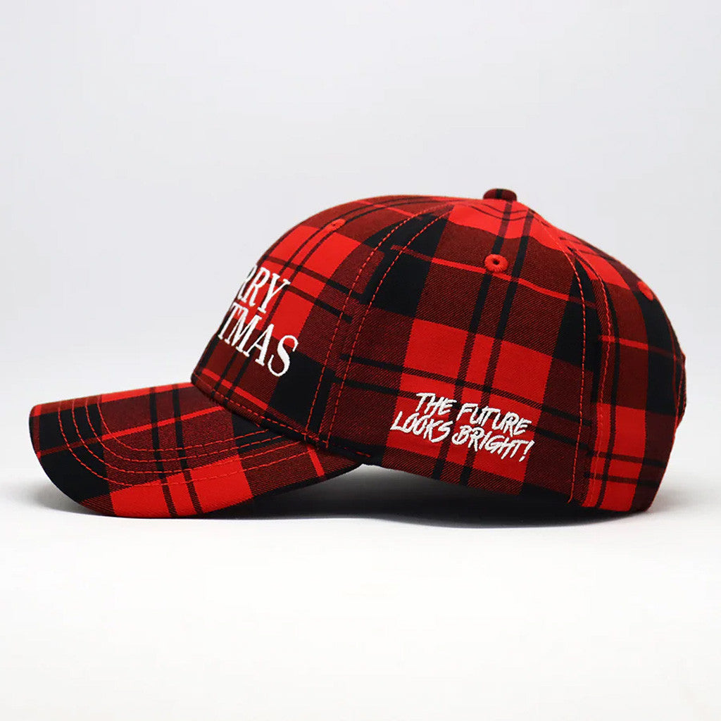 Valuetainment Merch Merry Christmas Red And Black Buffalo Plaid Embroidered Hat Gifts For Dad - Lilybirchmarket