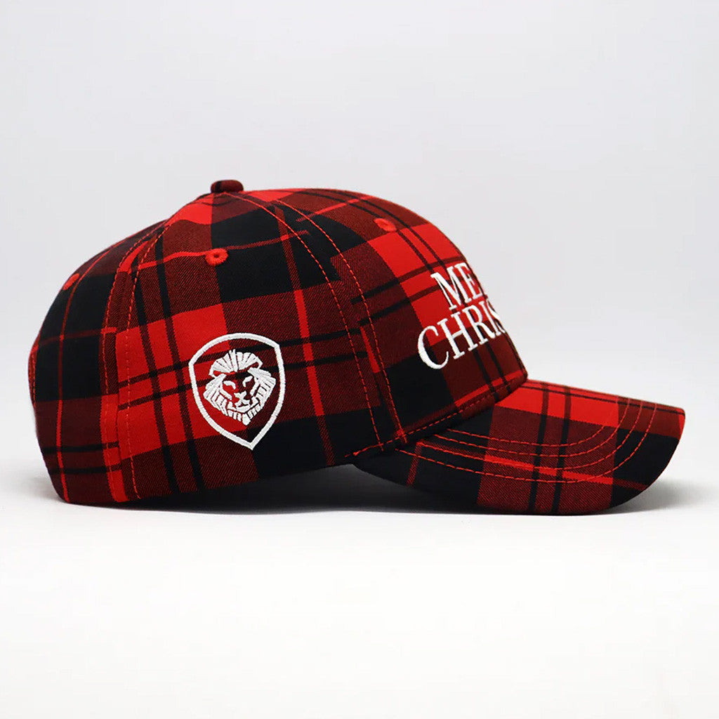 Valuetainment Merch Merry Christmas Red And Black Buffalo Plaid Embroidered Hat Gifts For Dad - Lilybirchmarket