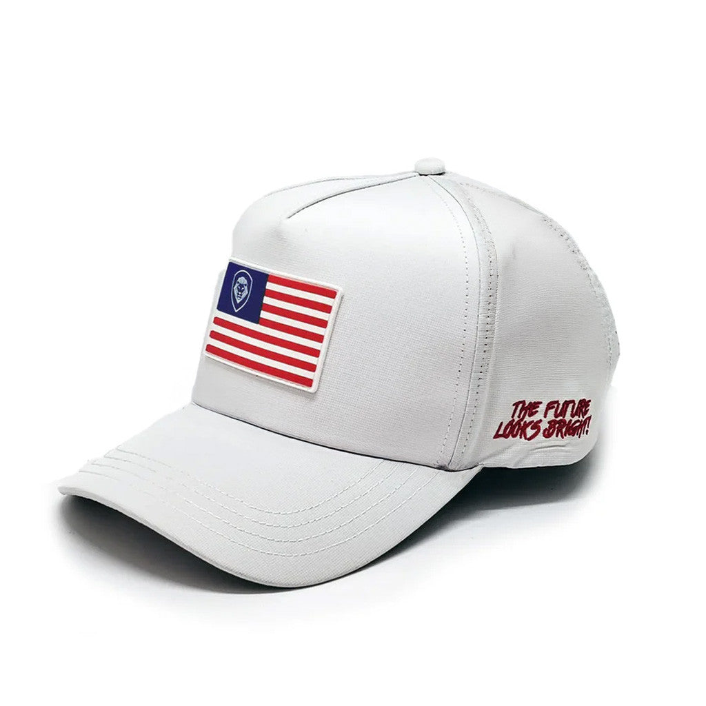 Valuetainment Merch USA Flag The Future Looks Bright White Hat Embroidered Patriotic Gifts - Lilybirchmarket